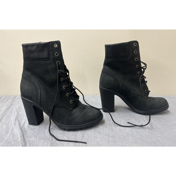 Timberland 8432A Women's Earthkeeper Glancy High Heel Black Leather Boots Sz 7 - Picture 4 of 12